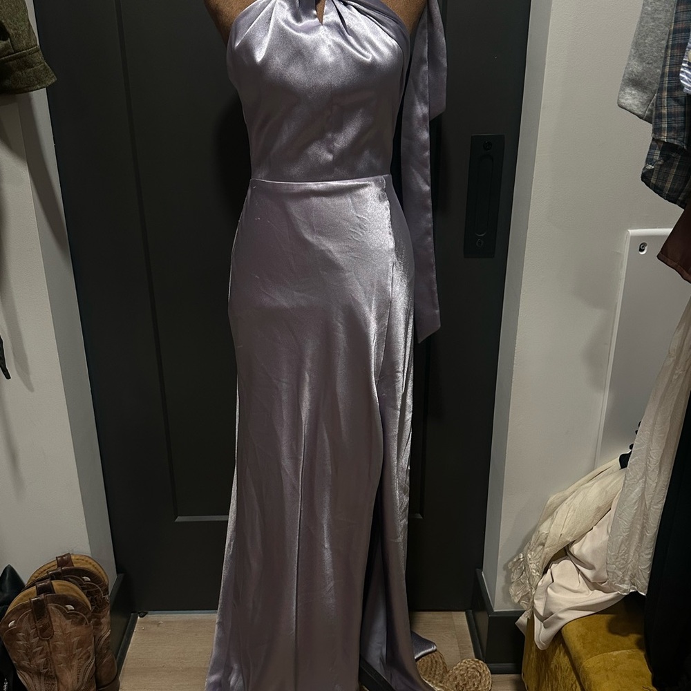 Elegant Lavender Satin Gown